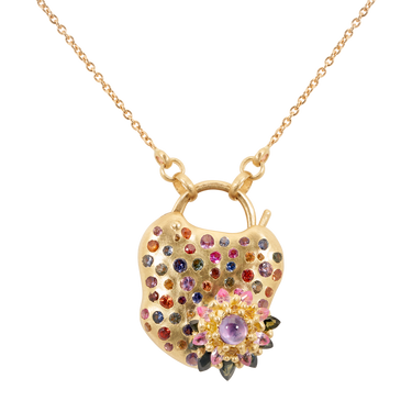 Medium Rainbow Daisy Padlock Necklace - Made to Order